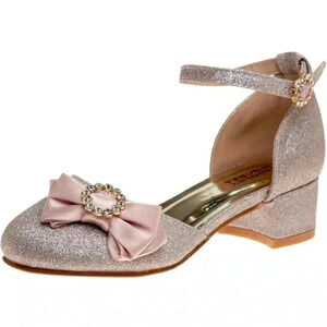 Badgley Mischka Girls Dress Block Medium Heel Party Pumps -- Rose Gold NWOT